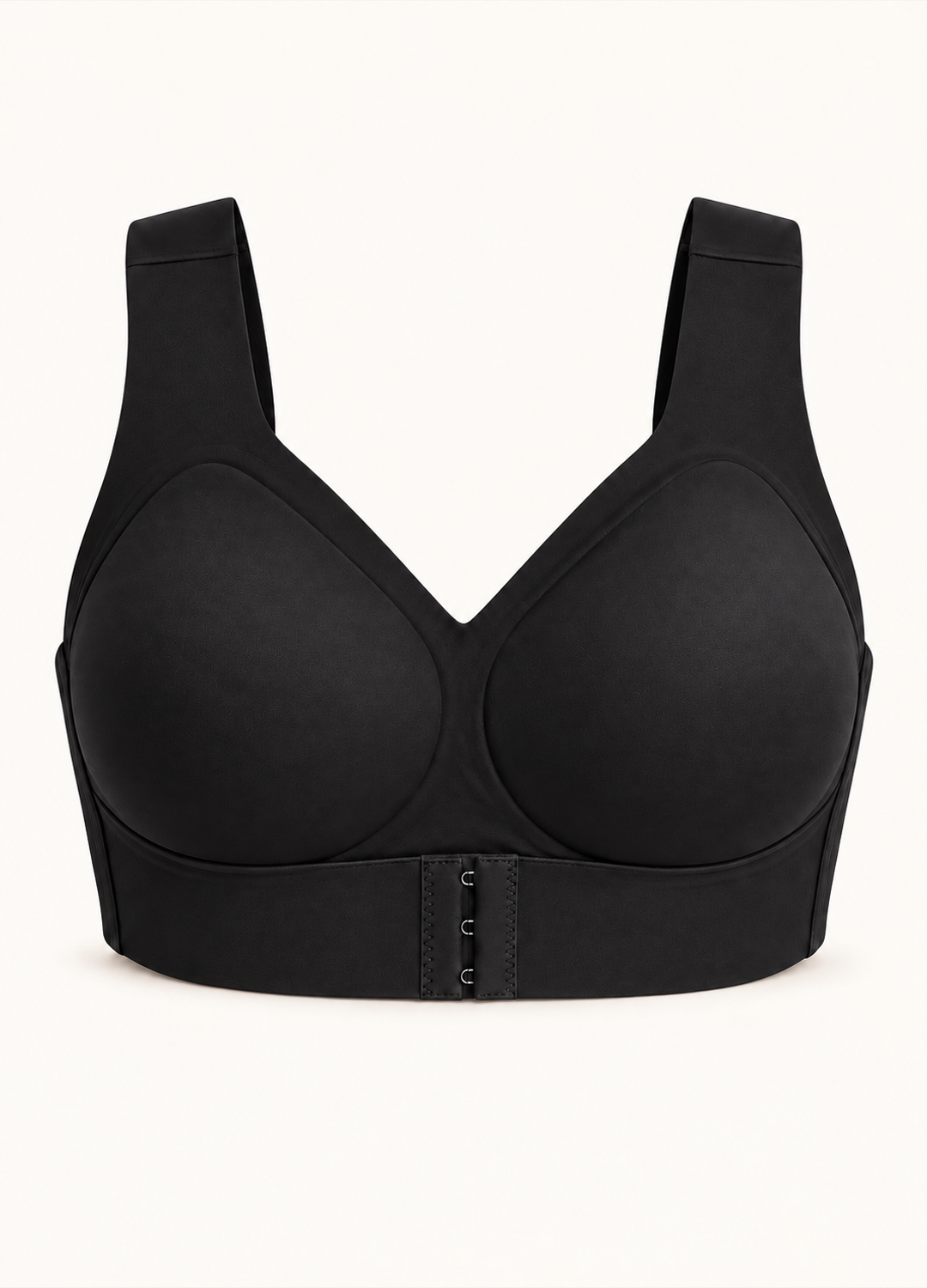 Orlivy Forma Posture Support Bra in Onyx, front product photograph.