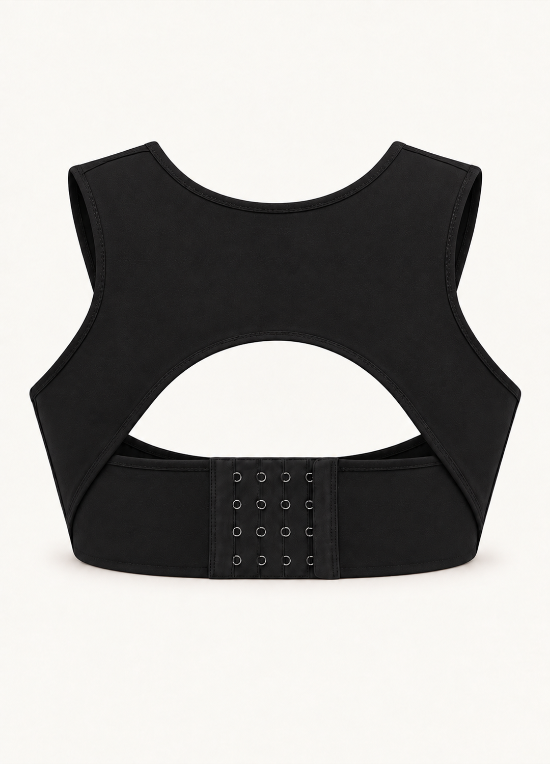 Orlivy Forma Posture Support Bra in Onyx, rear product view showing the broad back panel and curved opening.